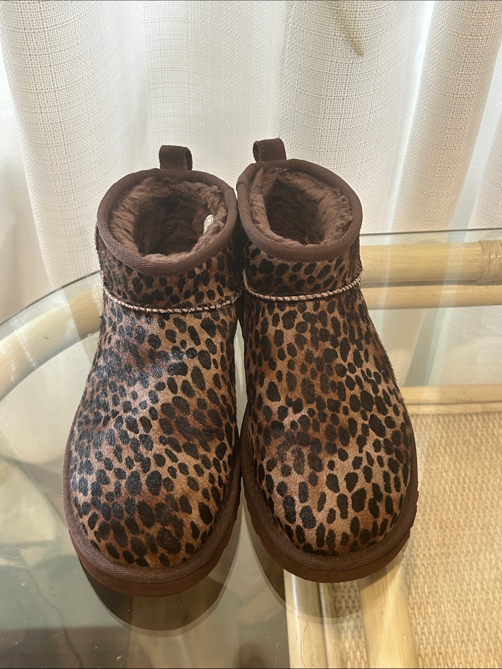 UGG Leopard Print Cozy Ankle Boots - Brown
